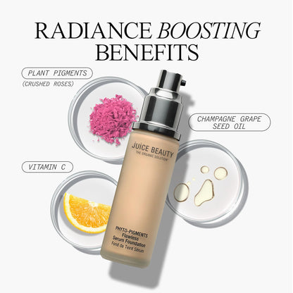 Juice Beauty Phyto-Pigments Flawless Serum Foundation – 16 Natural Tan | Medium-to-Full Coverage, Vegan & Cruelty-Free