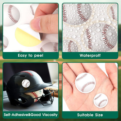 JULMELON 512Pcs Baseball Stickers for Kids – Water-Repellent, Self-Adhesive Helmet Stickers for Bottles, Notebooks & Scrapbooks
