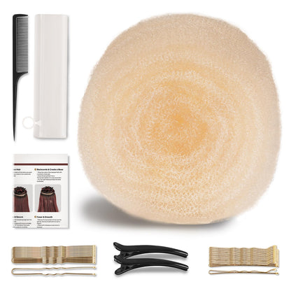 Juloviy Hair Padding for Updos – Volumizing Donut Bun Kit with Pins & Clips
