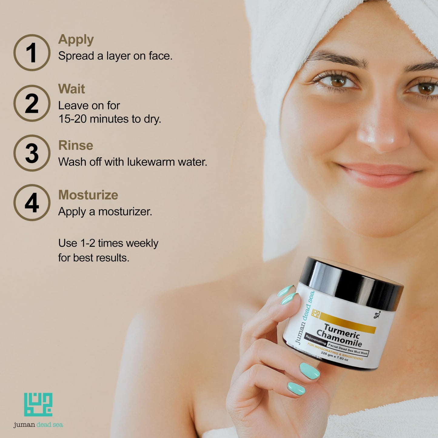 JUMAN Dead Sea Minerals Turmeric Chamomile Face Mask – Vitamin E & Avocado Oil | 225g