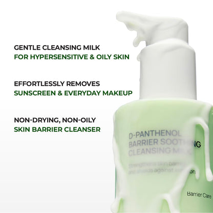 JUMISO D-Panthenol Barrier Soothing Cleansing Milk – 92% Sunscreen Removal, 5-Ceramide, Tear-Free, Eye-Safe