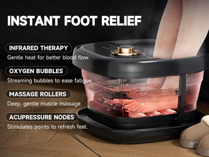 Junatuqiu Deluxe Heated Foot Bath Spa — Temperature Control & Shiatsu Rollers