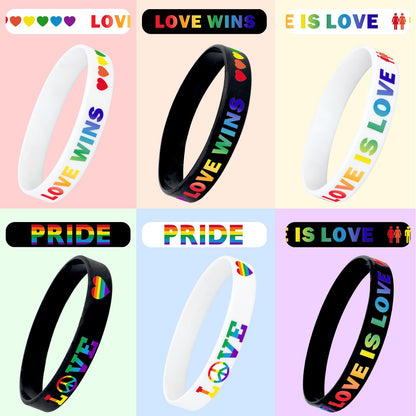 JUNEBRUSHS 42pcs Rainbow Pride Silicone Bracelets – LGBT Support Wristbands for Pride Day