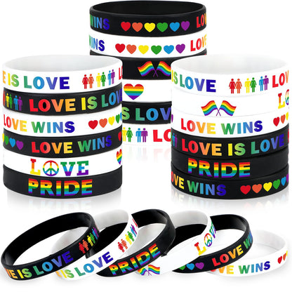JUNEBRUSHS 42pcs Rainbow Pride Silicone Bracelets – LGBT Support Wristbands for Pride Day