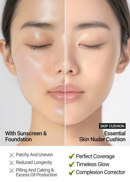 JUNG SAEM MOOL SPF50 Essential Skin Nuder Cushion (19 N-Light) – Refill Included | Natural Finish