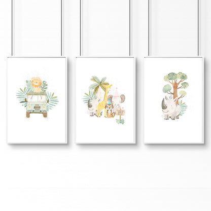 Jungle Nursery | Set of 3 wall art prints