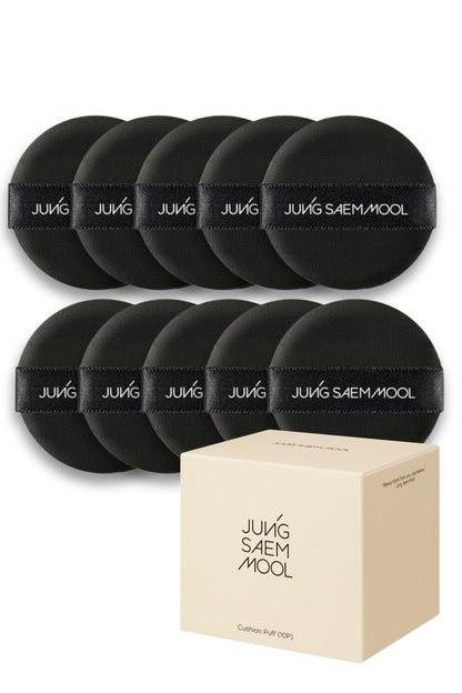JUNG SAEM MOOL Cushion Puff Set (10p) Black — Hybrid Rubicelle Puffs for Smooth, Even Coverage
