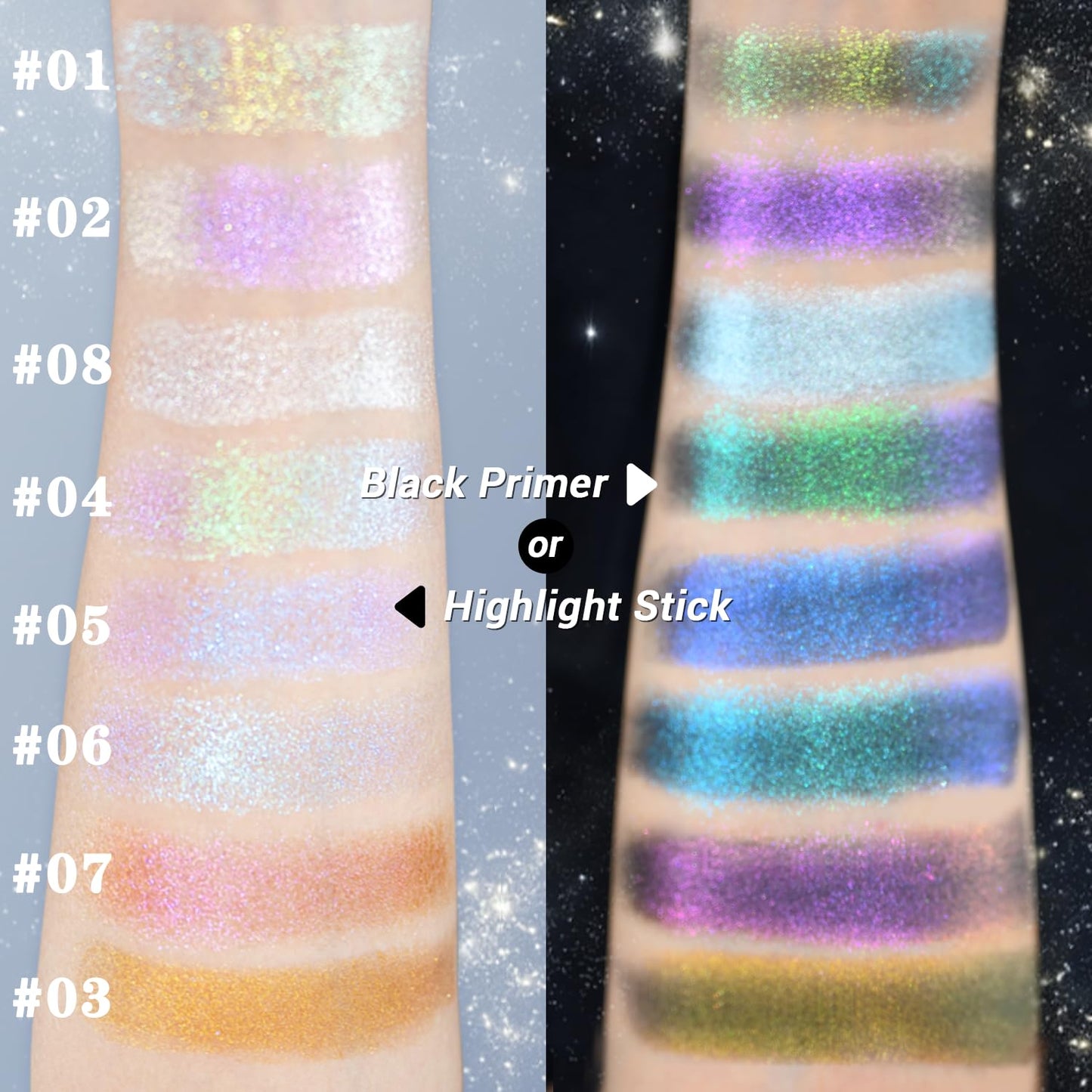 JUR MORNIER Multichrome Eyeshadow Stick – 8 Colors, 3-in-1 Contour & Highlighter