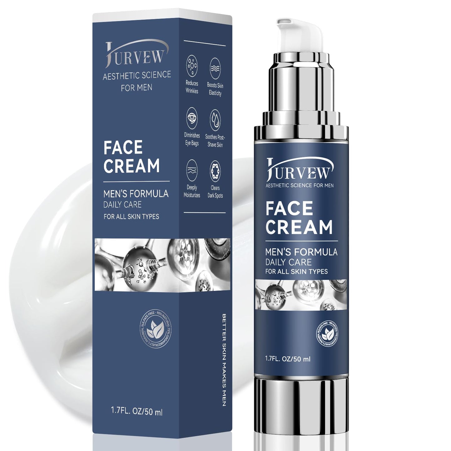 JURVEW 6-in-1 Face Cream for Men – Hyaluronic Acid & Niacinamide, Daily Hydration