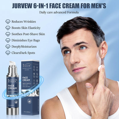 JURVEW 6-in-1 Face Cream for Men – Hyaluronic Acid & Niacinamide, Daily Hydration