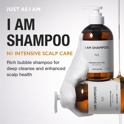 JUST AS I AM Shampoo N1 – Squalane Moisturizing Shampoo, 16.2 fl oz | Balanced Scalp & Soft Hair