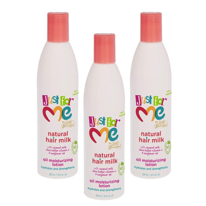 Just For Me Natural Hair Milk Lotion - Lightweight Hydration & Frizz Control (10 oz, 3-pack)