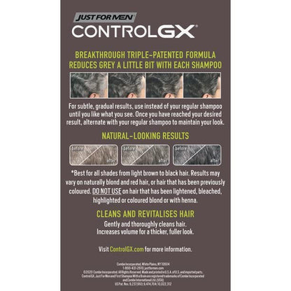 Just for Men Control GX Grey-Reducing 2-in-1 Shampoo & Conditioner with Keratin – 4 Fl Oz (Packaging May Vary) - 3 Pack