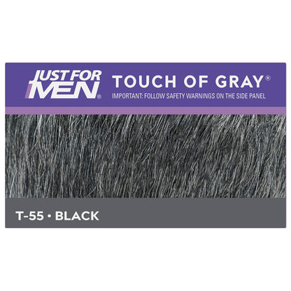 Just For Men Touch of Gray Hair Color – Black Gray (6 Pack) | Subtle Gray Coverage, Natural Black Look