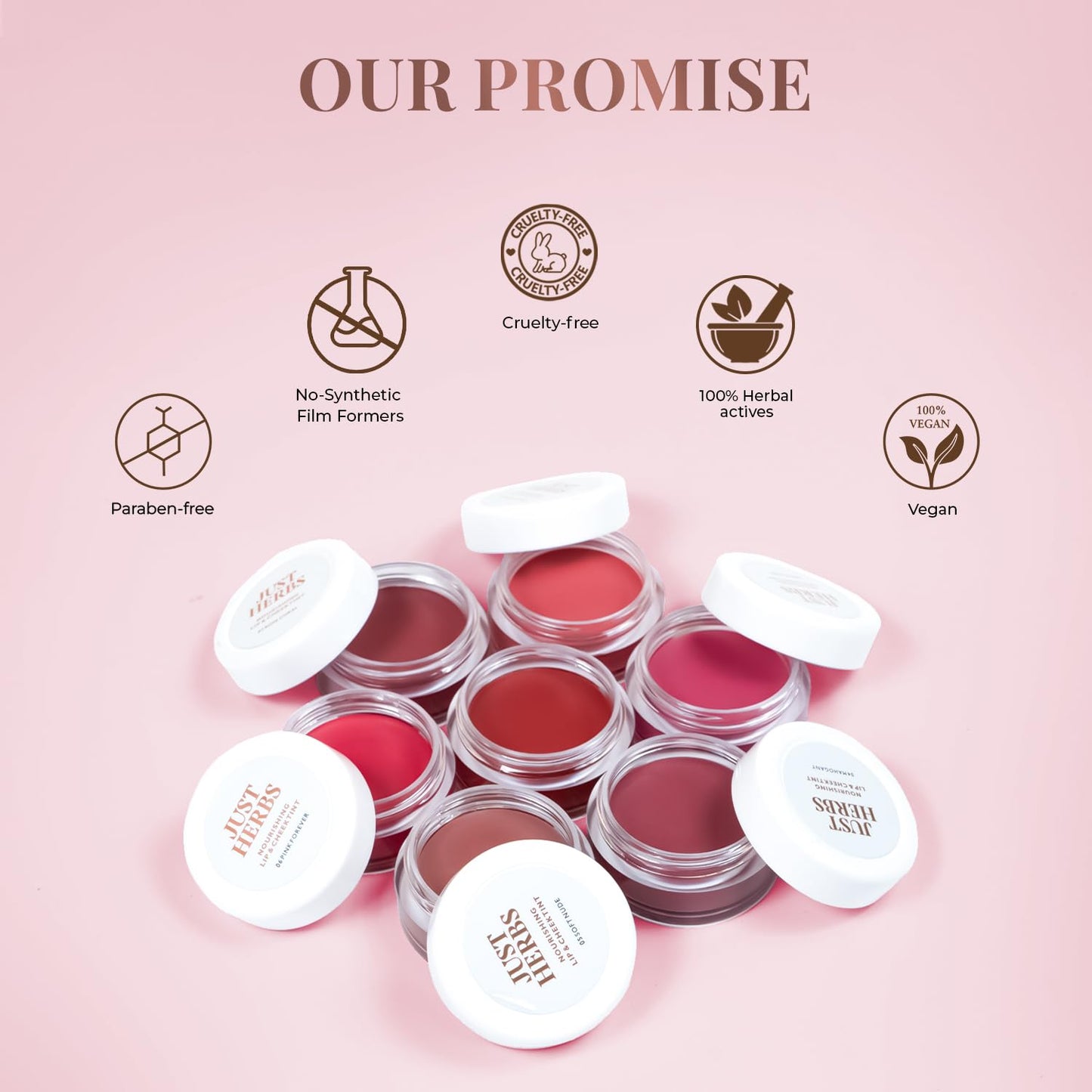 Just Herbs Organic Creamy Matte 3-in-1 Lip & Cheek Tint – Soft Nude, Vegan & Chemical-Free
