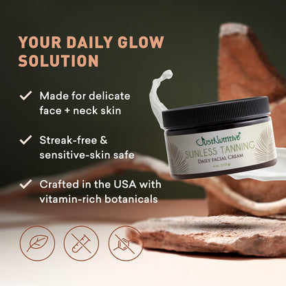 Just Nutritive Sunless Tanning Daily Facial Cream | Sunkiss Glow 4 Oz