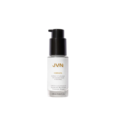 JVN Complete Blowout Styling Milk – Travel Size, Frizz Control, Heat Activated, Silicone Free