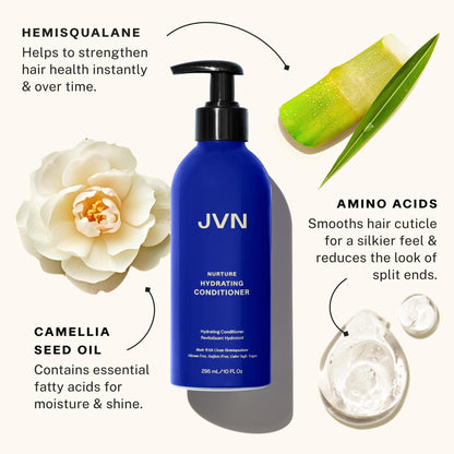 JVN Nurture Hydrating Shampoo & Conditioner Set – Detangles & Softens Hair, Color Safe, 20 oz