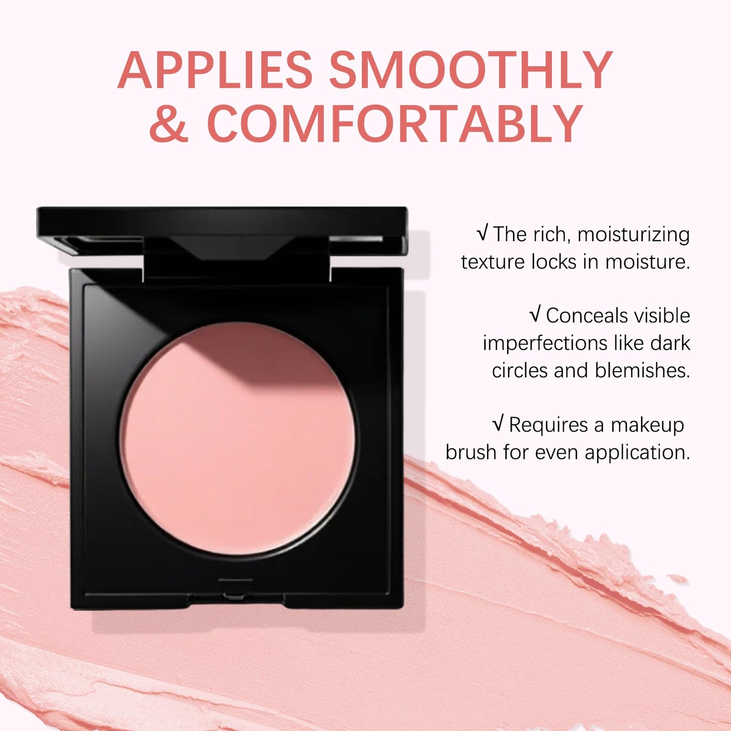 JVXZTO Under Eye Brightener Concealer – Pink for Light/Medium Skin, Brightens, Corrects Dark Circles, Waterproof Primer
