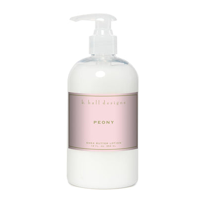 K. Hall Designs Peony Scented Shea Butter Lotion – Dry Skin Moisturizer, Peaceful Peony Floral Scent, 12oz
