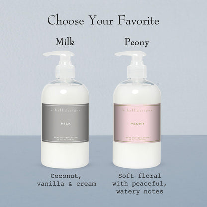 K. Hall Designs Peony Scented Shea Butter Lotion – Dry Skin Moisturizer, Peaceful Peony Floral Scent, 12oz