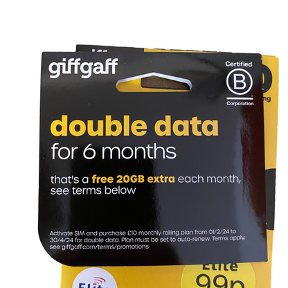 giffgaff Pay As You Go Sim Card - £10
