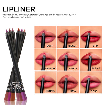 K7L Rustic Brown Lip Crayon (Vegan) - Waterproof & Smudge-Proof Lip Liner in Toast