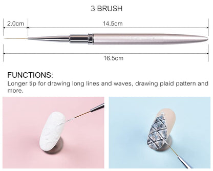 KADS Kolinsky Sable 2-Way Nail Art Brush & Dotting Pen – 5-Pc French Manicure Set