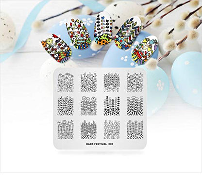 KADS 5Pcs Nail Art Stamping Plates Set – Flower Rabbit Kiss Heart Image Plate