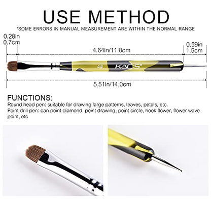 KADS Kolinsky Sable 2-Way Nail Art Brush & Dotting Pen – 5-Pc French Manicure Set