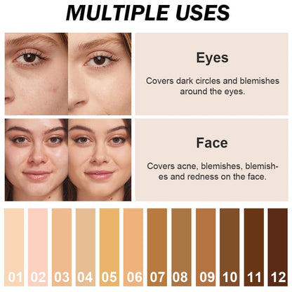 Kaely 2Pcs Cream Pot Concealer Set 03+04 | Full Coverage, Waterproof Palette with Brush