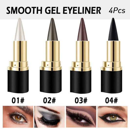 Kaely 4-Piece Gel Eyeliner Pencil Set — Waterproof, Smudge-Proof, Multi-Use