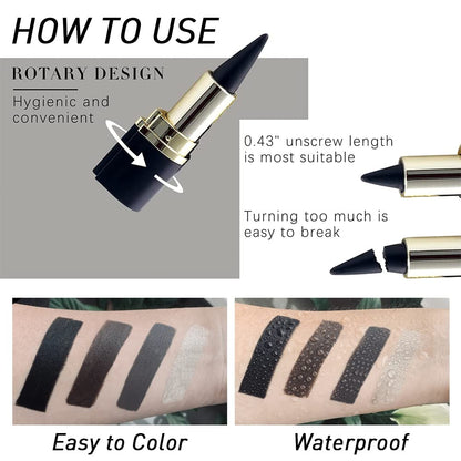 Kaely 4-Piece Gel Eyeliner Pencil Set — Waterproof, Smudge-Proof, Multi-Use