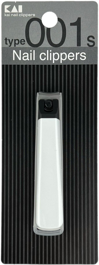 Kai Nail Clippers Type 001S White Stainless Steel with Catcher & File – Made in Japan