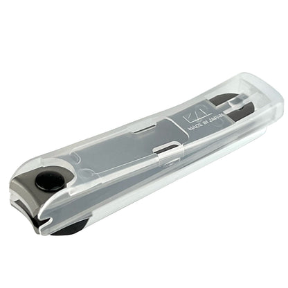 Kai Nail Clippers Type 001S White Stainless Steel with Catcher & File – Made in Japan