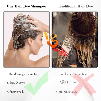 KAISASA Brown Hair Dye Shampoo 3-in-1 | 100% Grey Coverage, Safe Herbal Hair Color for Men & Women