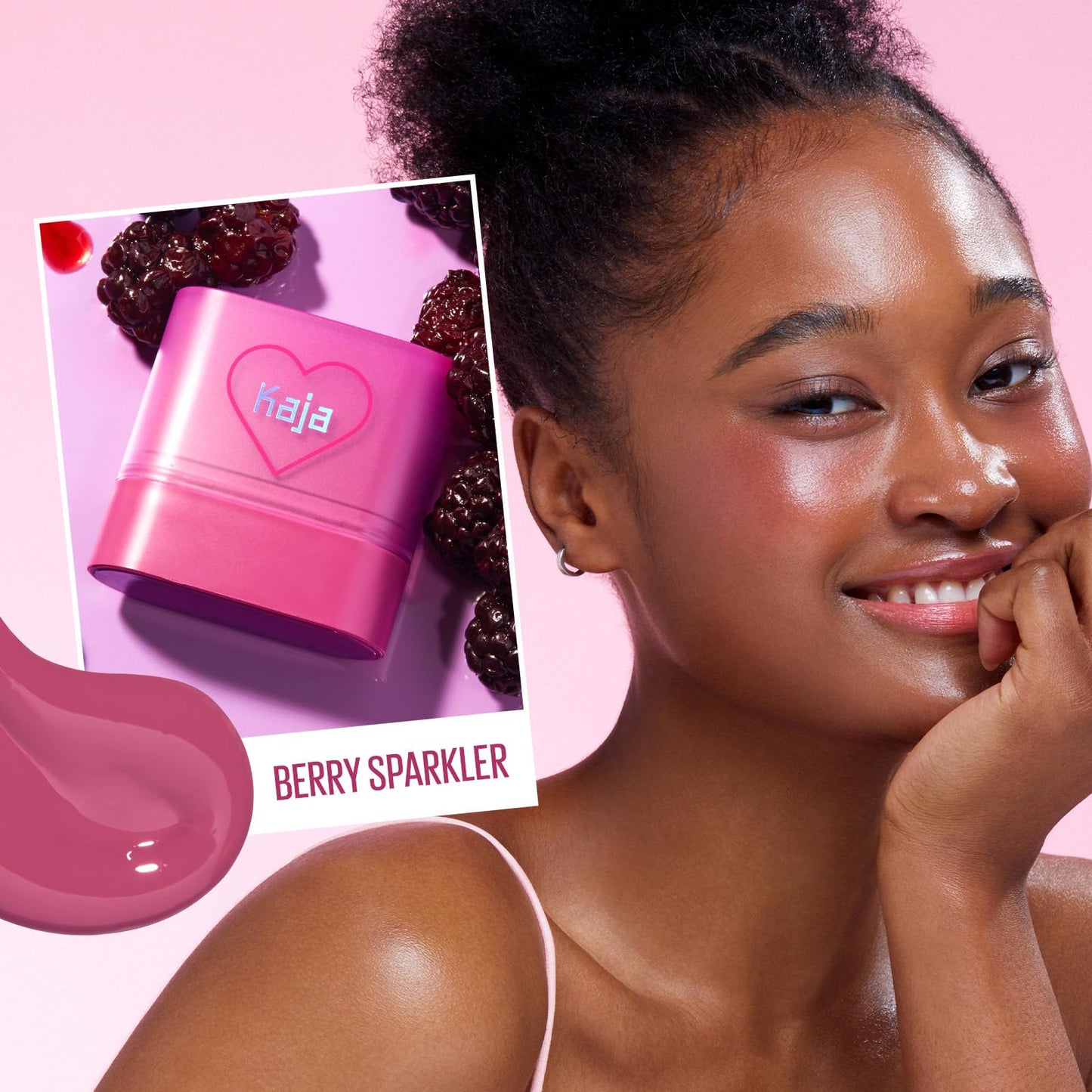 KAJA Dewy Bar 01 Berry Sparkler – 2-in-1 Creamy Blush & Lip Balm, 10g