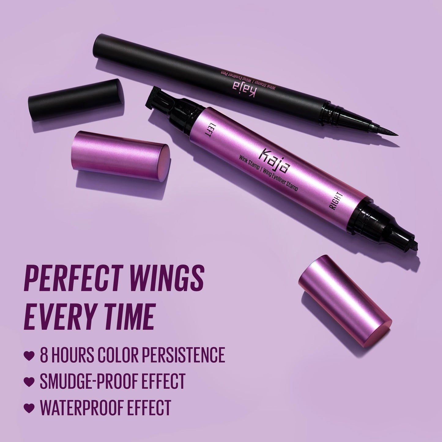 KAJA Winged Eyeliner Set: Wink Stamp Original | Avocado Extract, Waterproof, Matte Finish