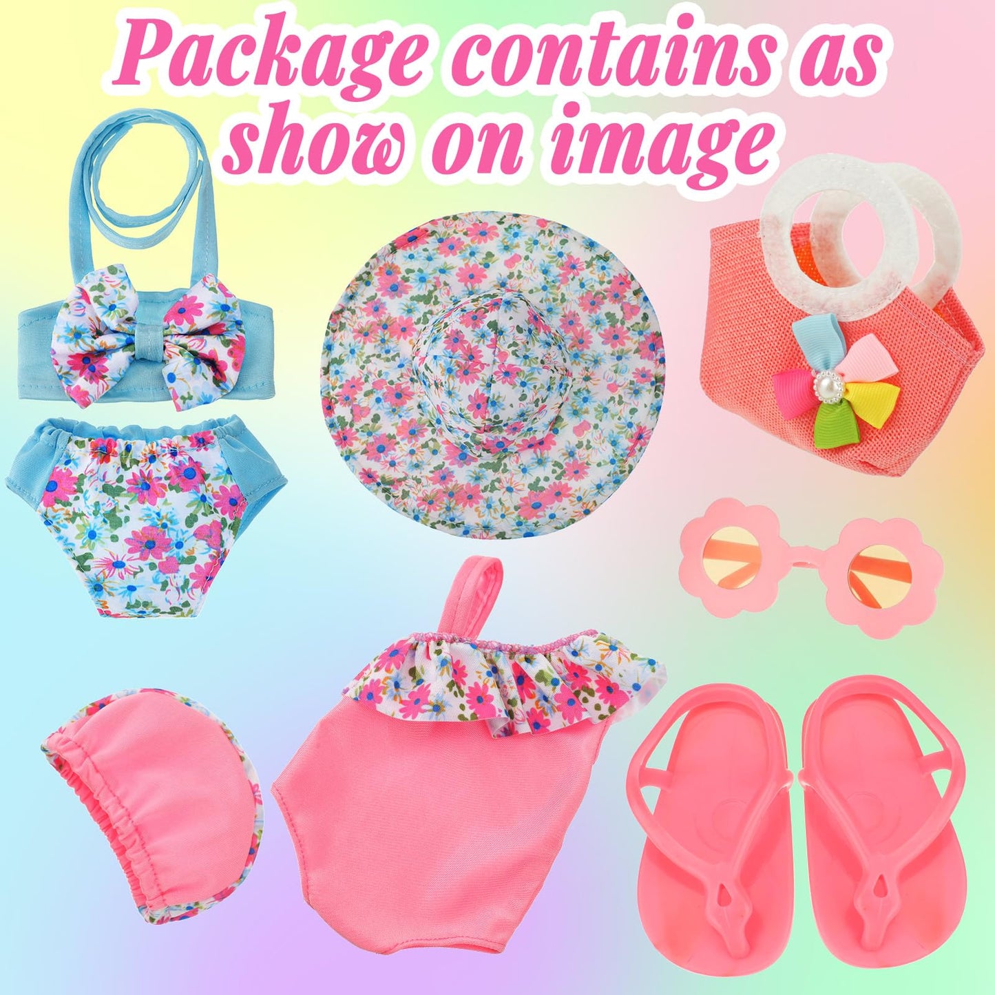 Kajaia 8-Piece Doll Clothes Set for 18-Inch Dolls – Summer Outfits & Accessories