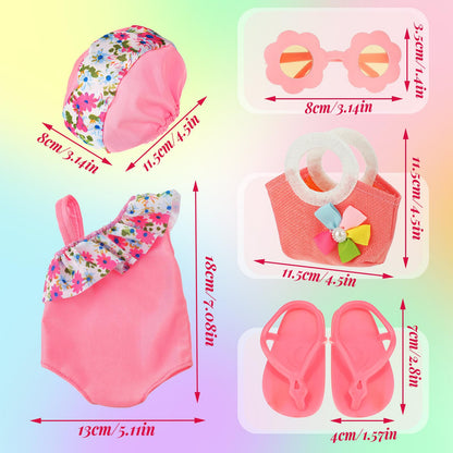 Kajaia 8-Piece Doll Clothes Set for 18-Inch Dolls – Summer Outfits & Accessories
