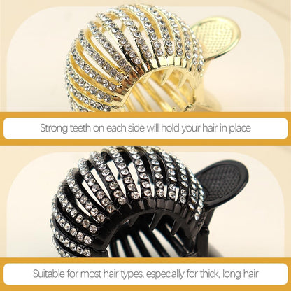 KALLORY Pearl Rhinestone Hair Claw Clips – 3-Pack for High Ponytails