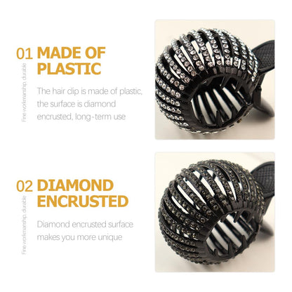 KALLORY Pearl Rhinestone Hair Claw Clips – 3-Pack for High Ponytails