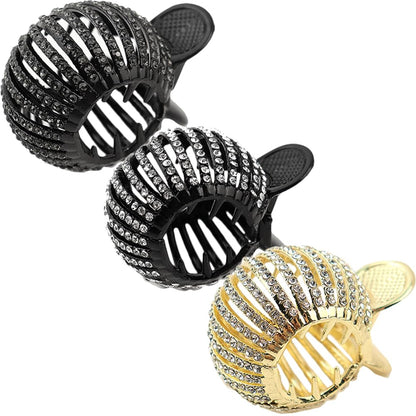 KALLORY Pearl Rhinestone Hair Claw Clips – 3-Pack for High Ponytails