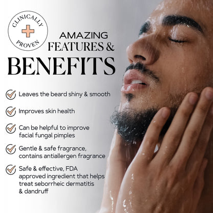 KAMEDIS Beard Wash – Dandruff Control Shampoo for Men with Pyrithione Zinc and Salicylic Acid, 6.7 oz