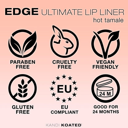 Kandi Koated Edge Lip Liner Pencil – Hot Tamale | Vegan, Paraben-Free, Cruelty-Free