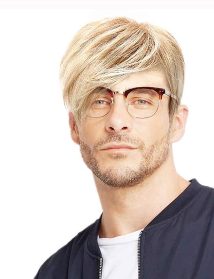 Kaneles Mens Blonde Wig - Short, Natural Look, Heat-Resistant Synthetic Hair