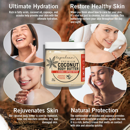 Kapuluan Coconut Body Butter for Dry Skin – Whipped Coconut Oil, Ucuuba & Cupuaçu Butter – Tiger Orchid & Wild Cherry
