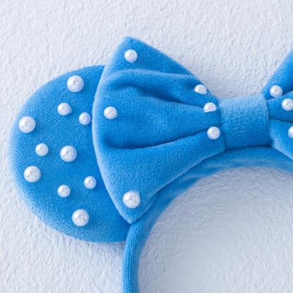 KARETT Pearl Mouse Ears Bow Headband – Sparkling Glitter Party Accessory