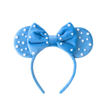 KARETT Pearl Mouse Ears Bow Headband – Sparkling Glitter Party Accessory