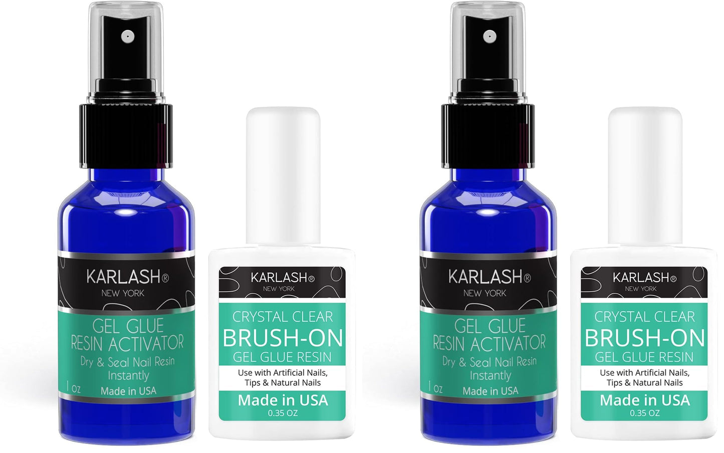 Karlash Professional Dip System — Brush-On Glue Gel 0.5 oz & Resin Gel Glue Activator 1 oz (Pack of 2)